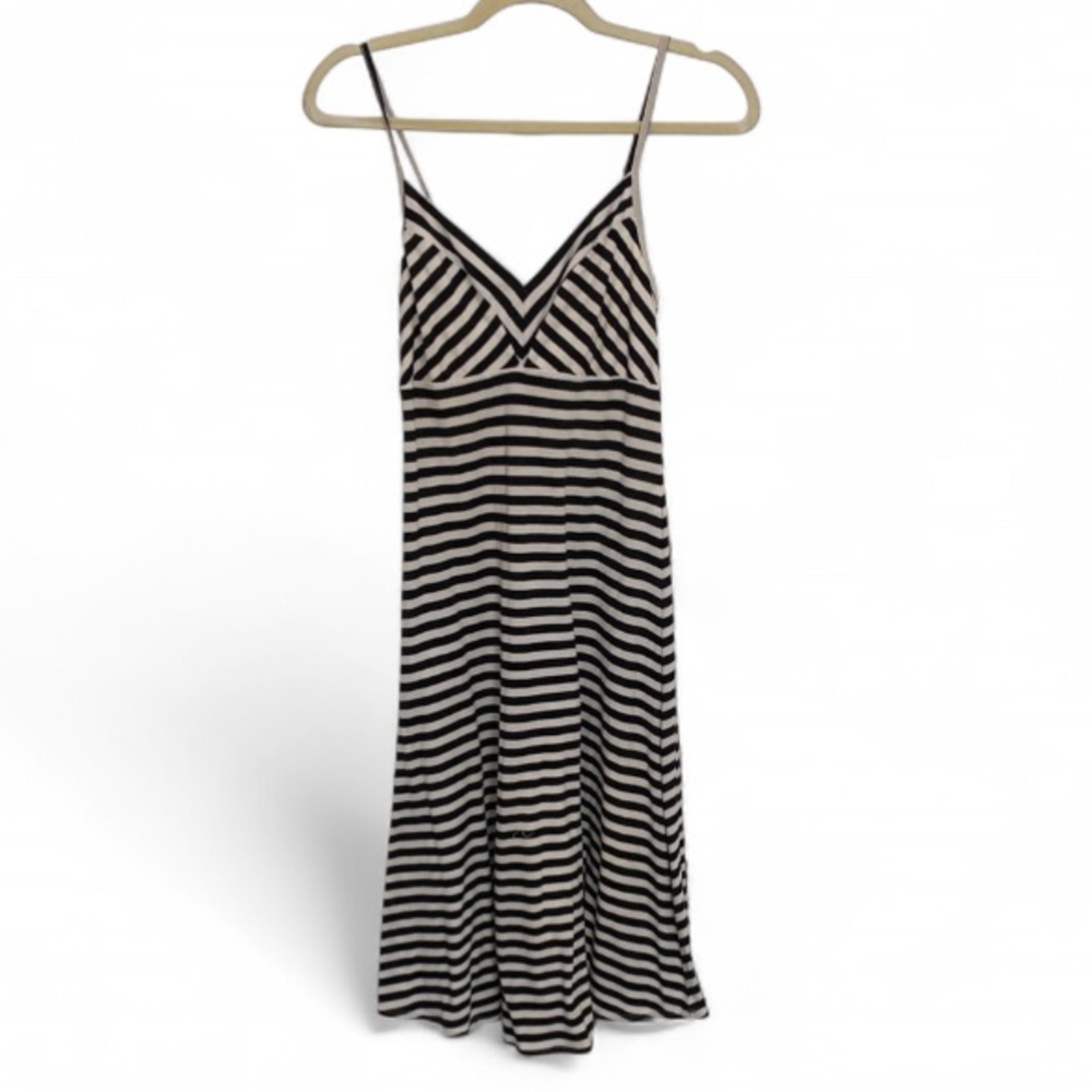Y2K Messino Black White Striped Midi Dress Size Small - Picture 1 of 9